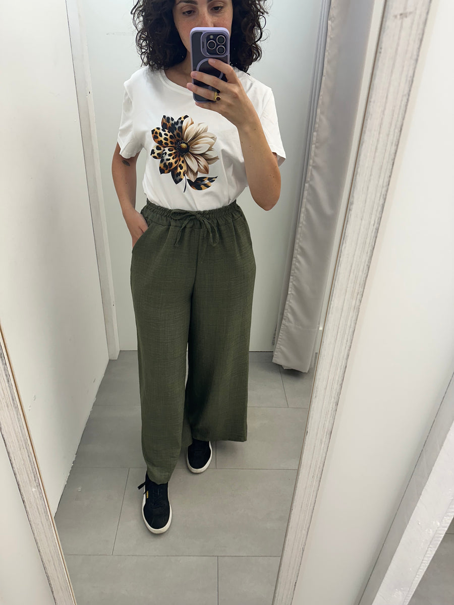 T shirt fiore leopardato