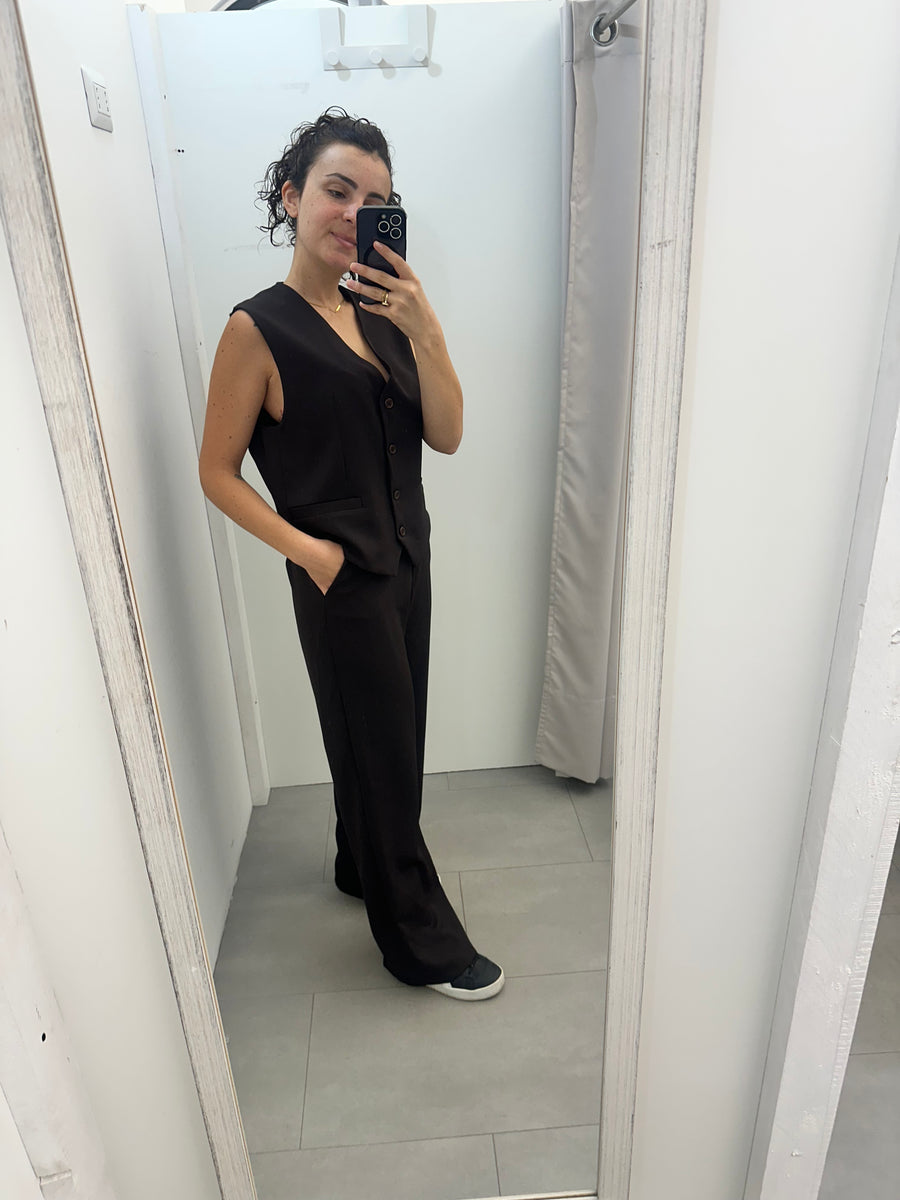 Completo gilet cioccolato