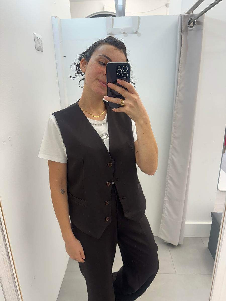 Completo gilet cioccolato