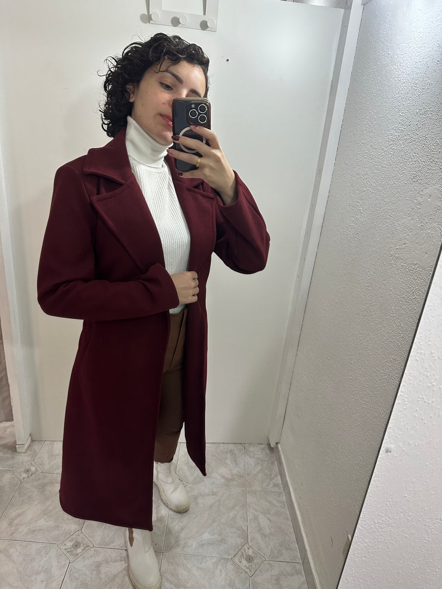 Cappotto lungo bordeaux