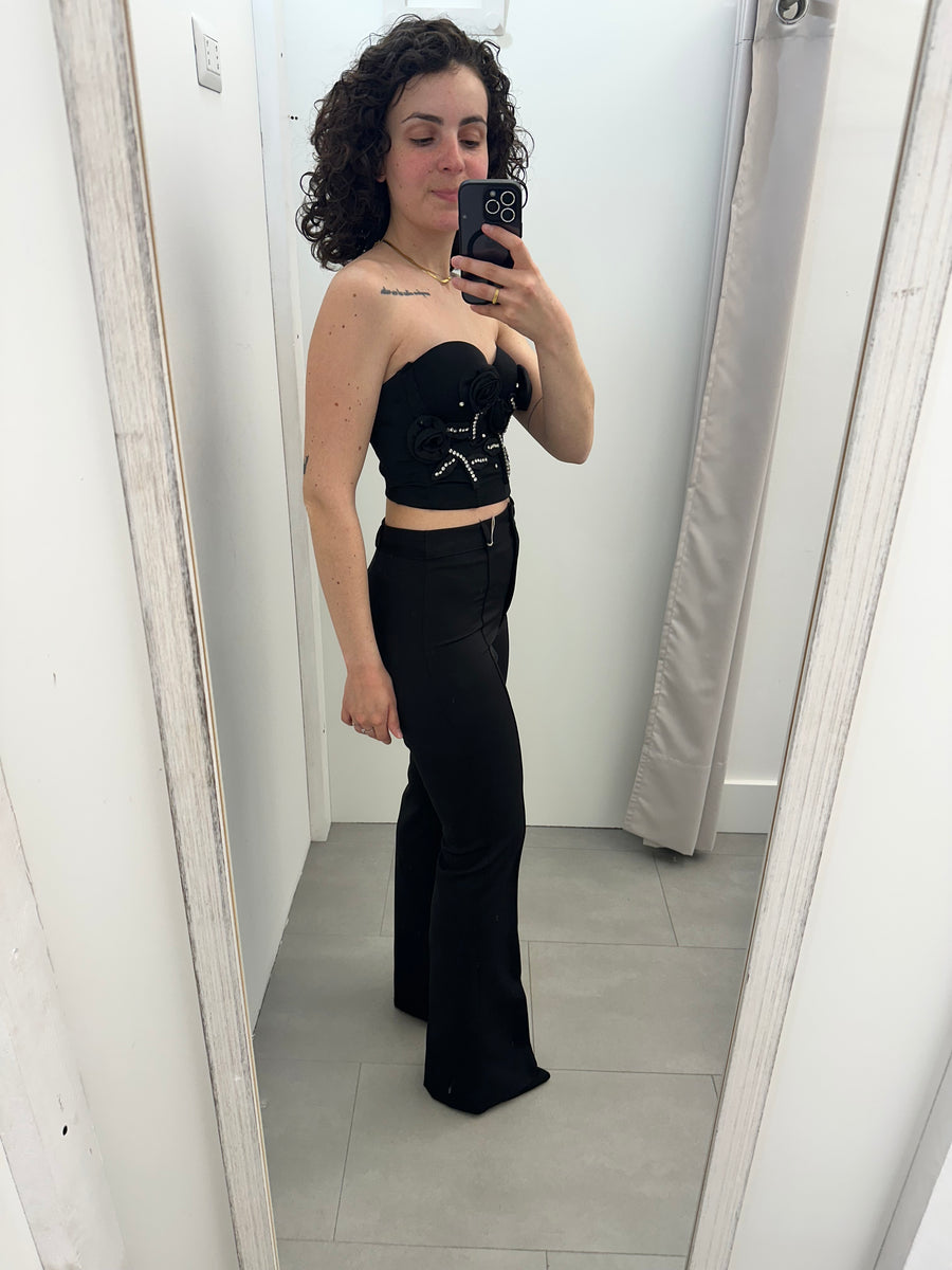 Pantaloni zampa elegant nero