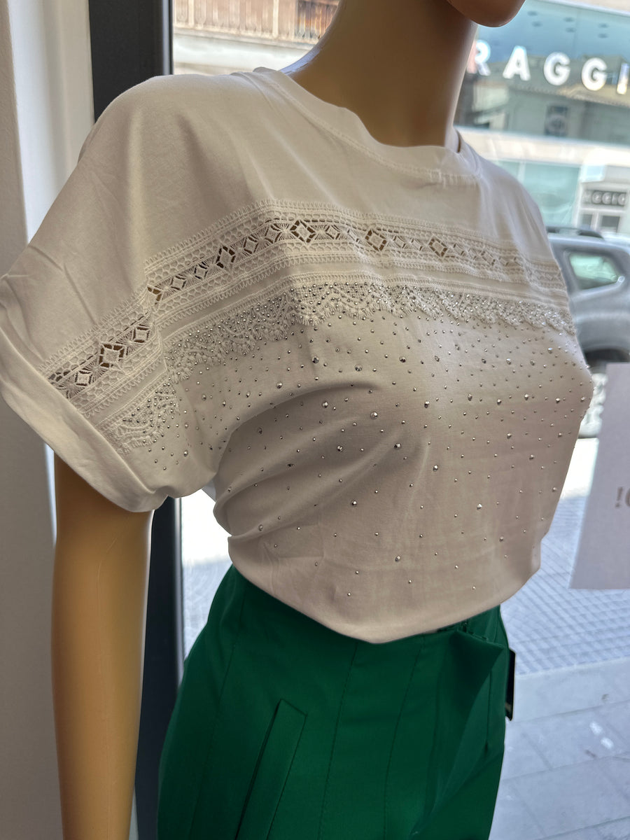 T shirt strass e pizzo