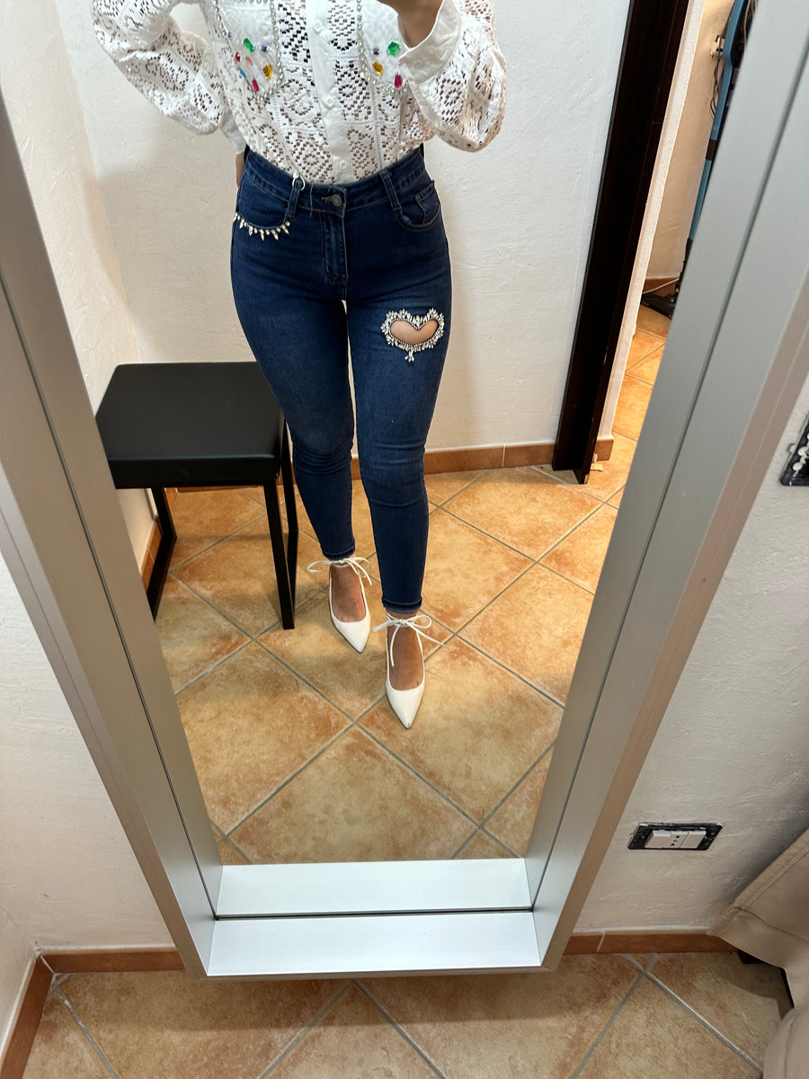 Jeans skinny dettaglio strass