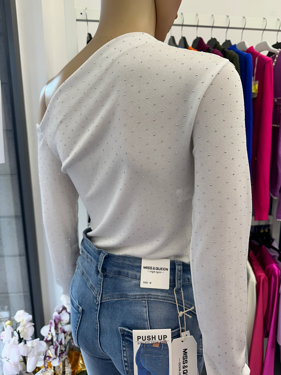 Maglia brillantinata bianca