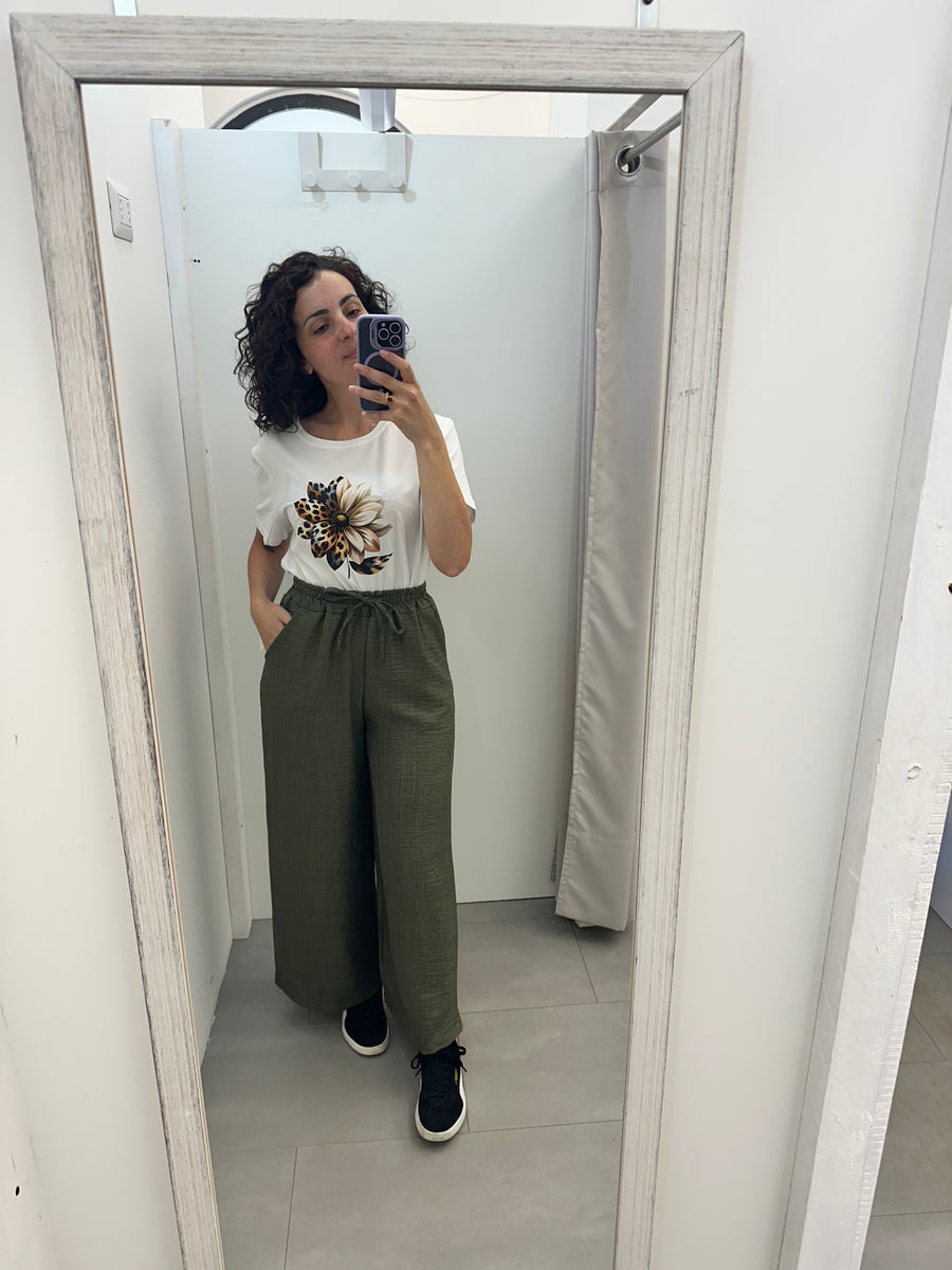 T shirt fiore leopardato