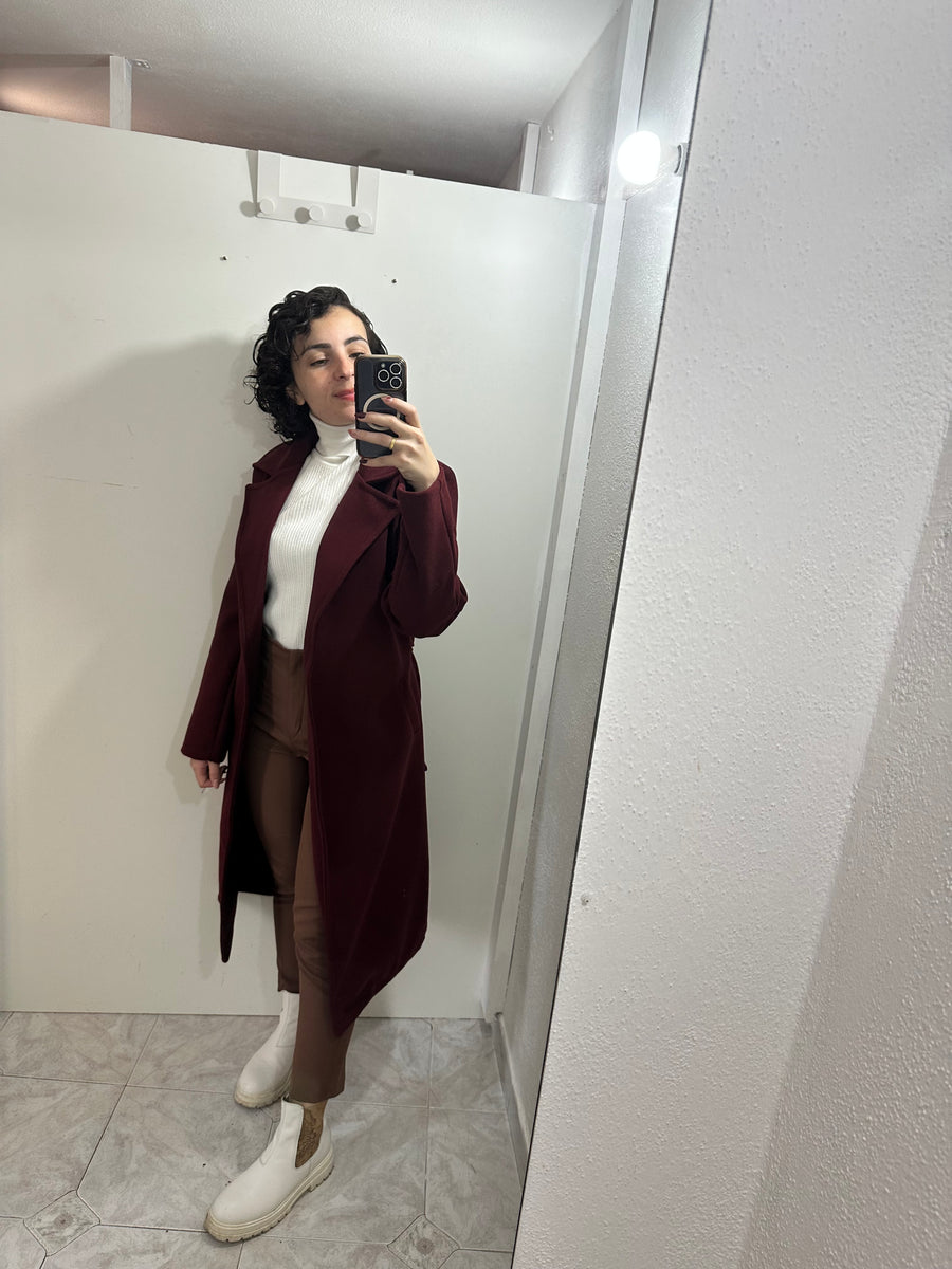 Cappotto lungo bordeaux