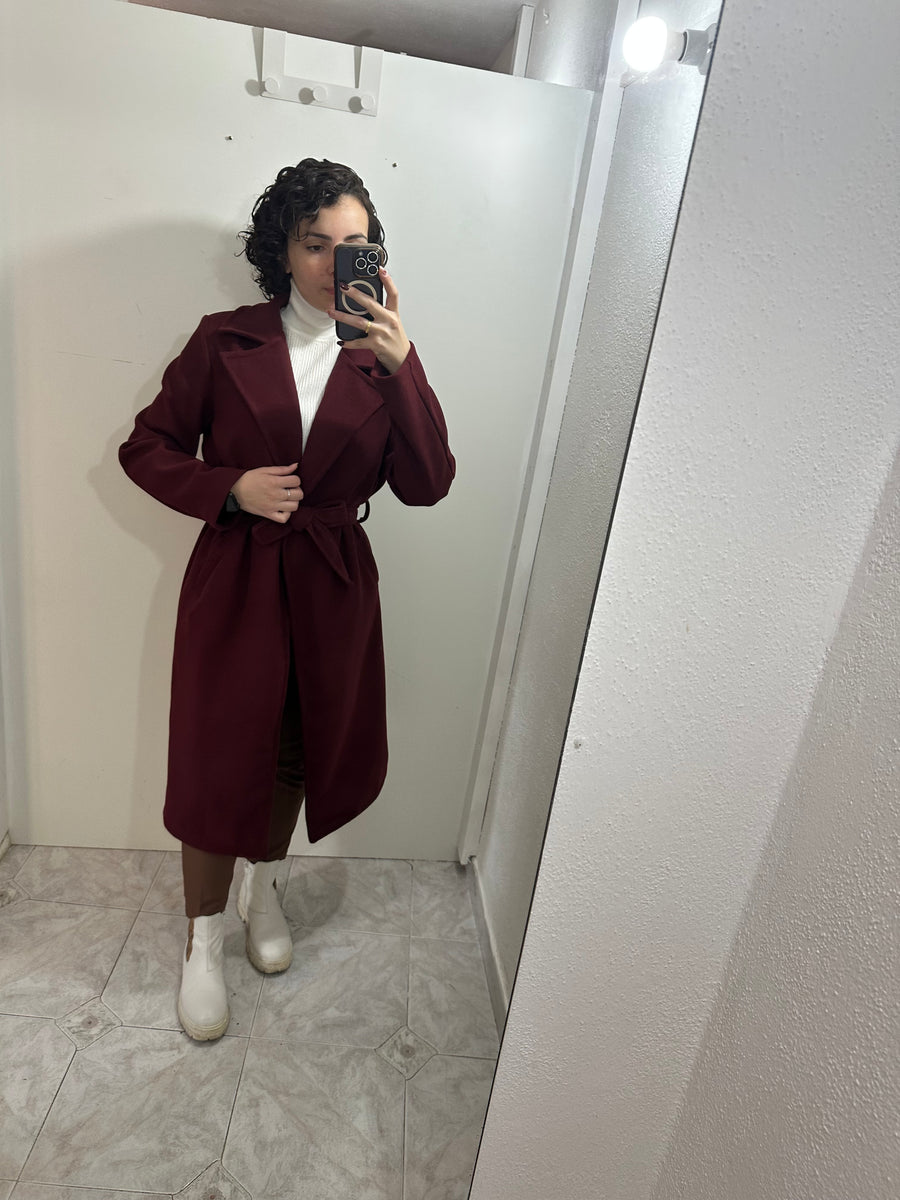 Cappotto lungo bordeaux