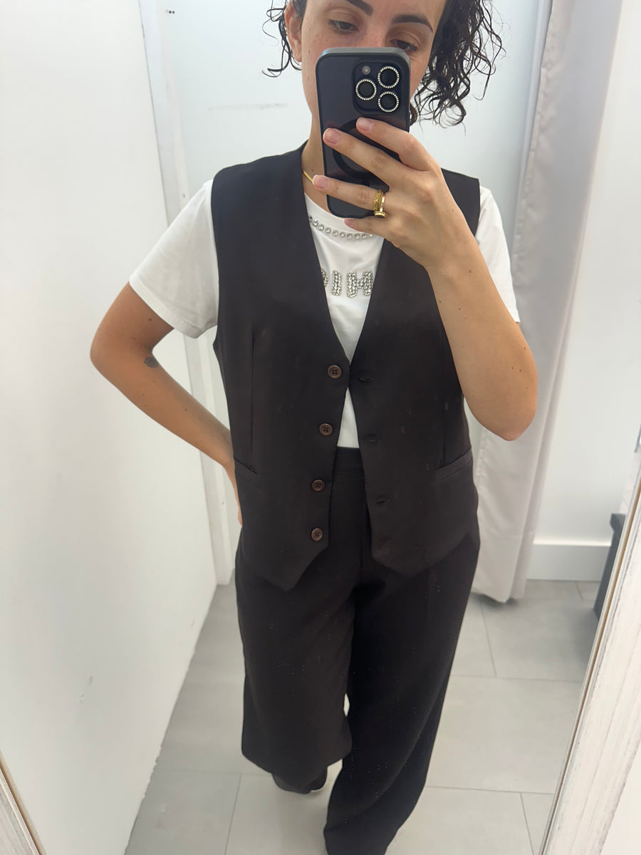 Completo gilet cioccolato