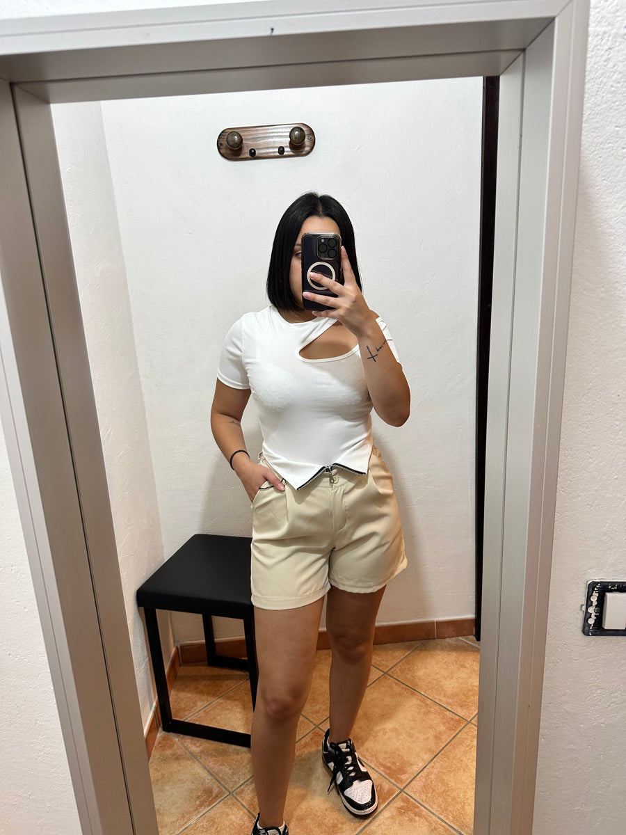 Short zip a vista beige