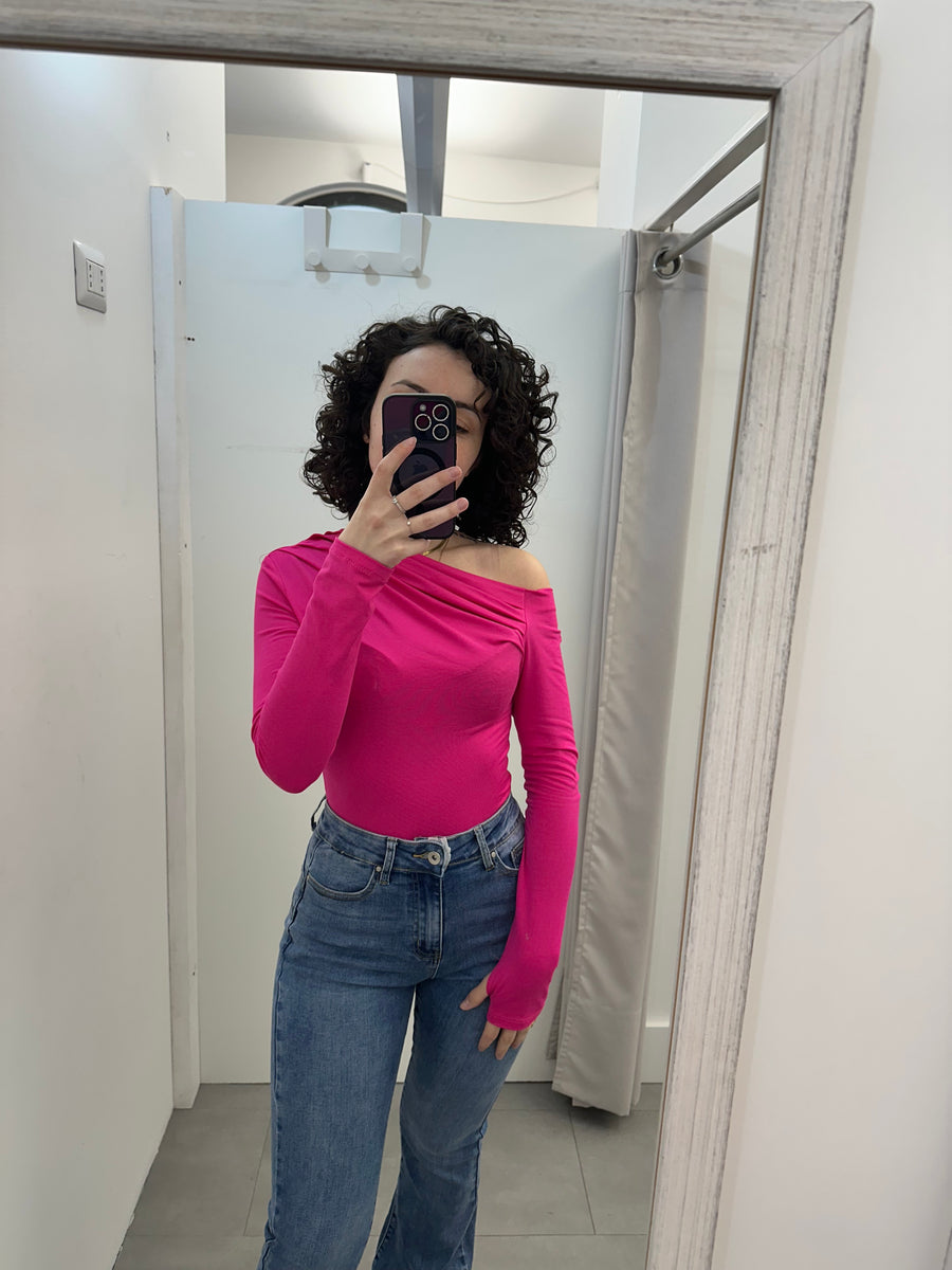 Body spalla scoperta fucsia