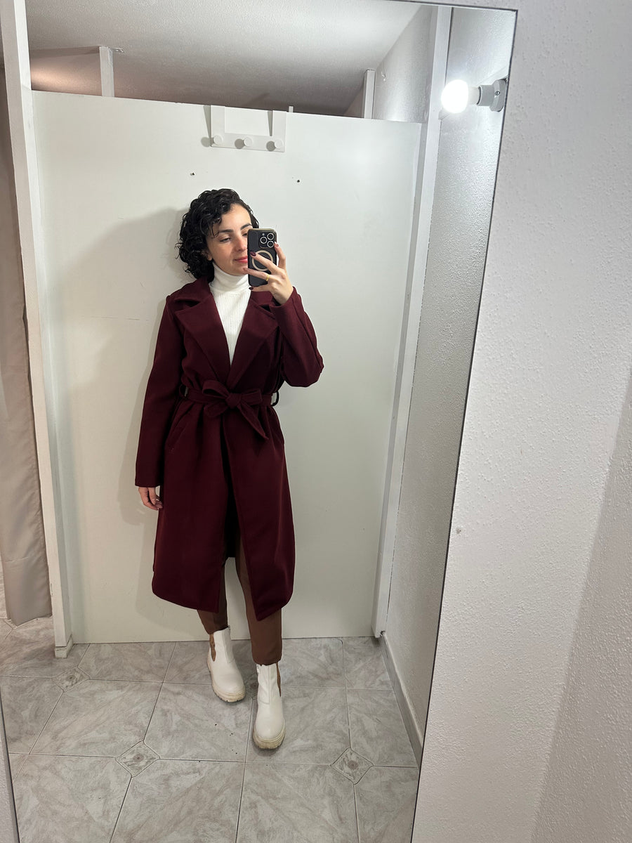 Cappotto lungo bordeaux