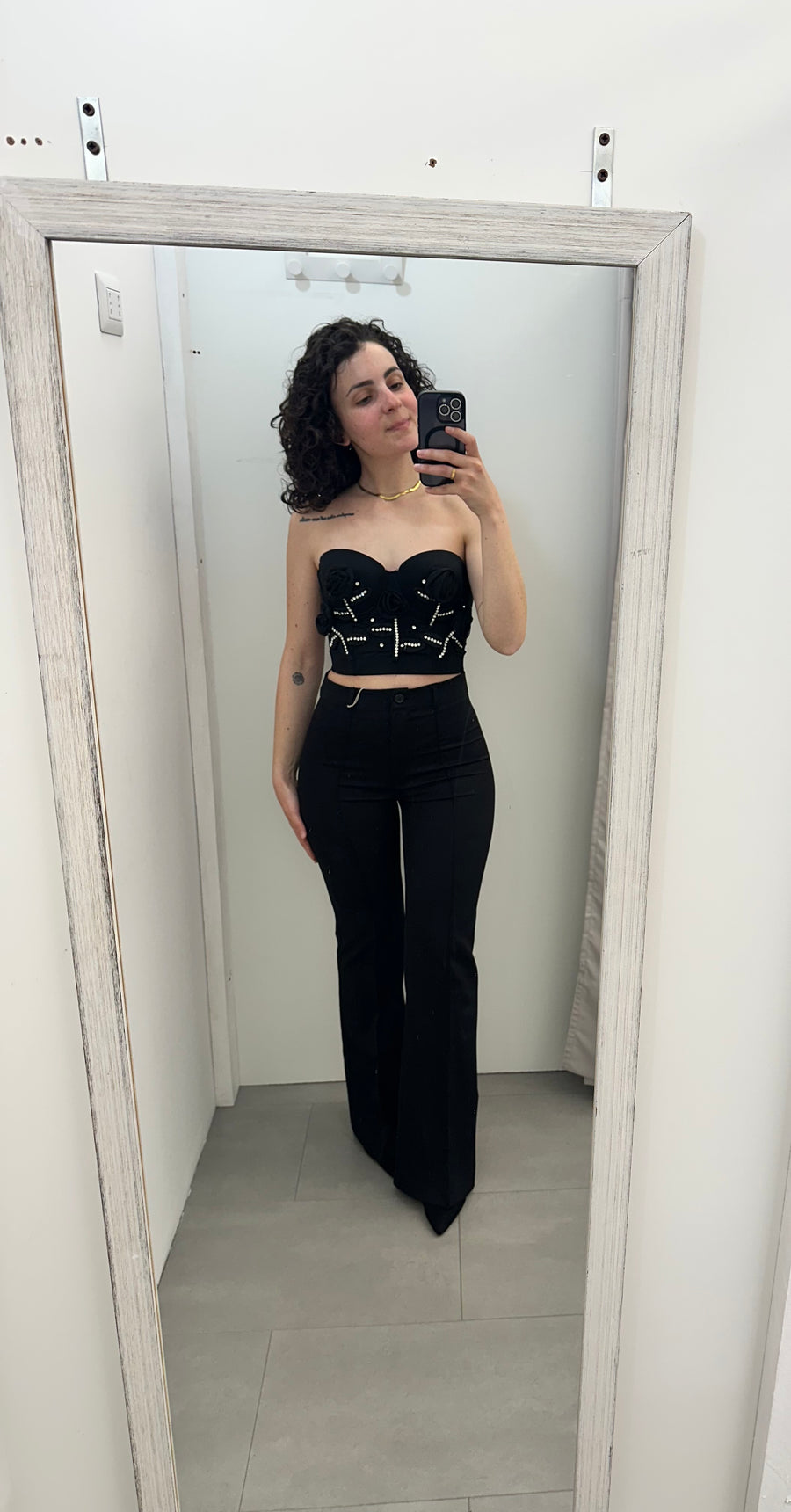 Pantaloni zampa elegant nero