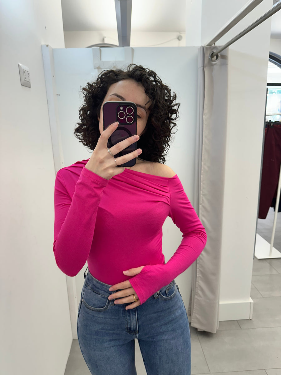 Body spalla scoperta fucsia