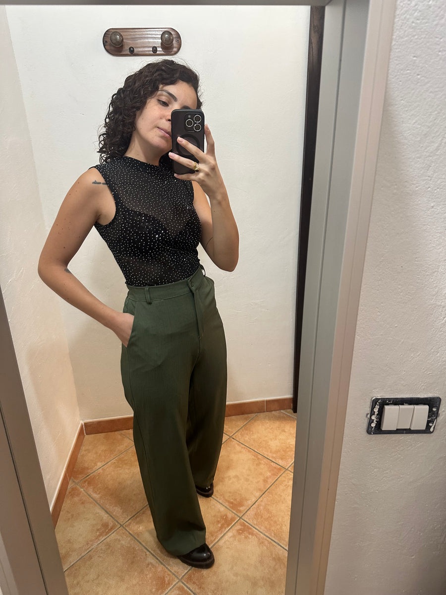 Body strass smanicato