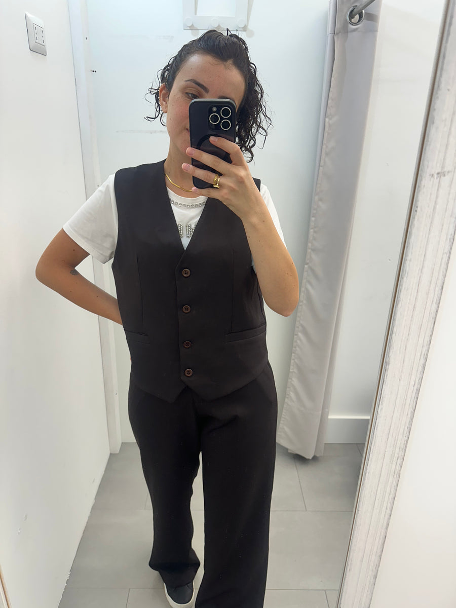 Completo gilet cioccolato