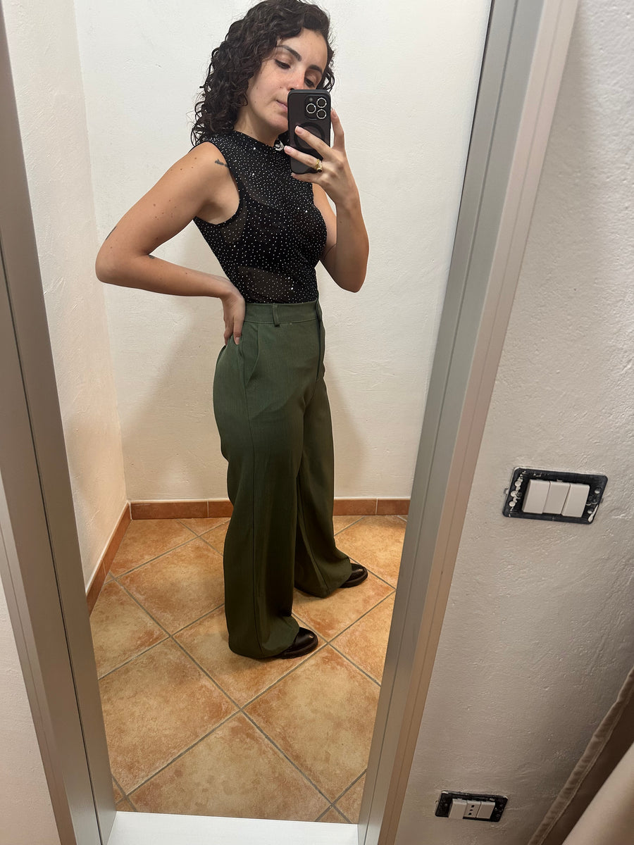 Body strass smanicato