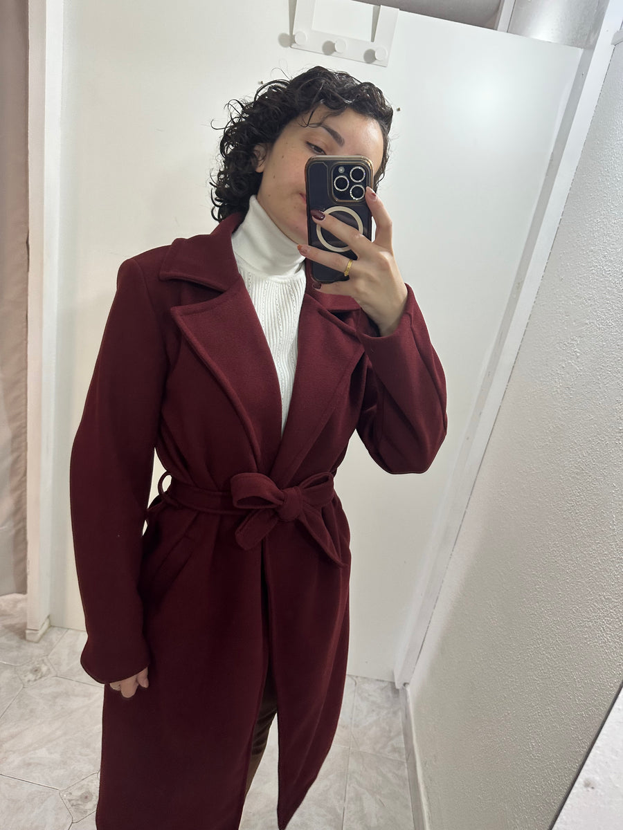 Cappotto lungo bordeaux