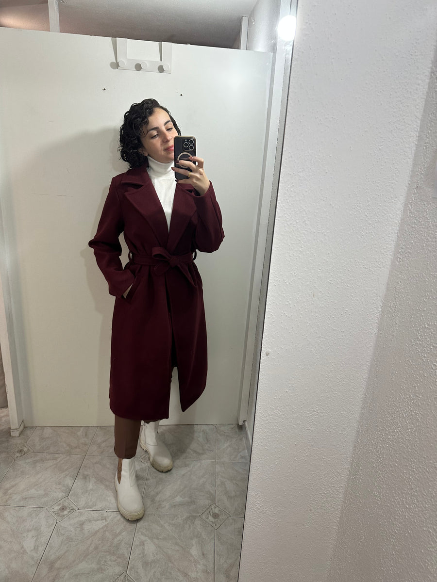 Cappotto lungo bordeaux