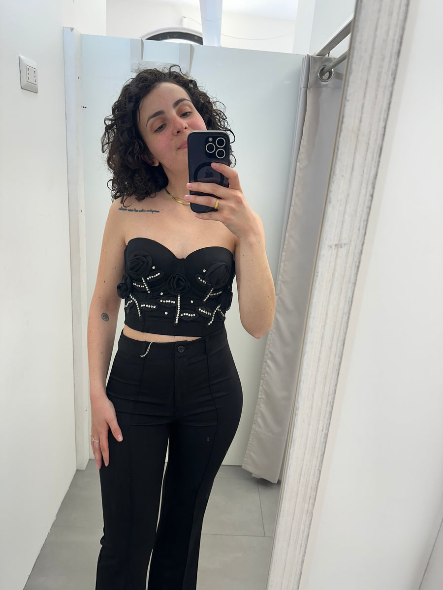 Pantaloni zampa elegant nero
