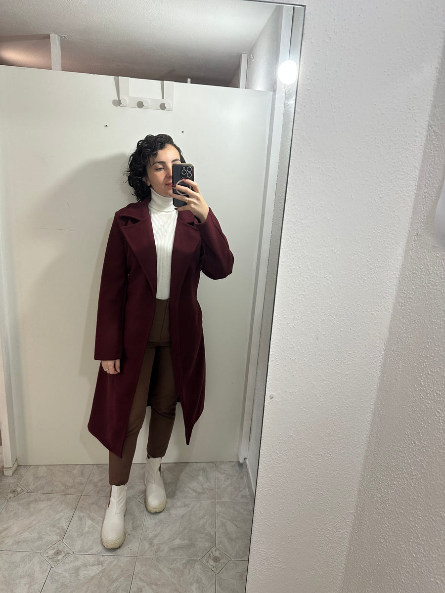 Cappotto lungo bordeaux