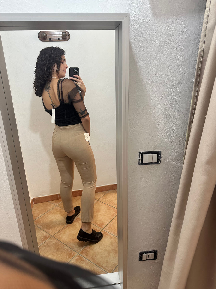 Maglia manica in tulle nera