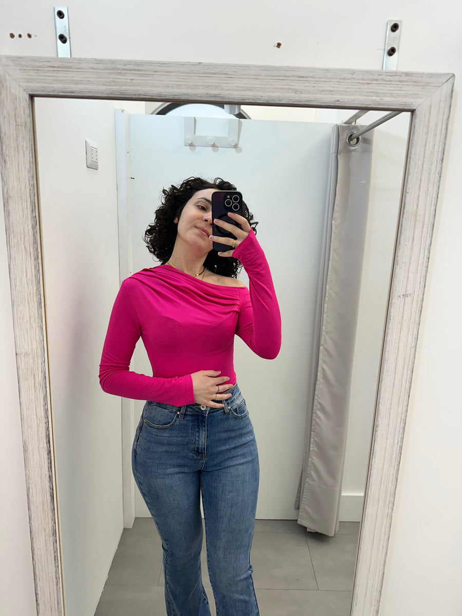 Body spalla scoperta fucsia