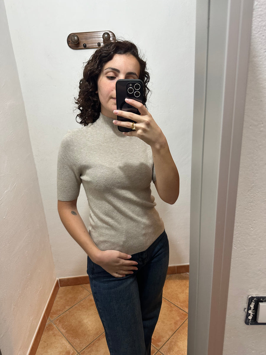 Maglioncino mezza manica beige