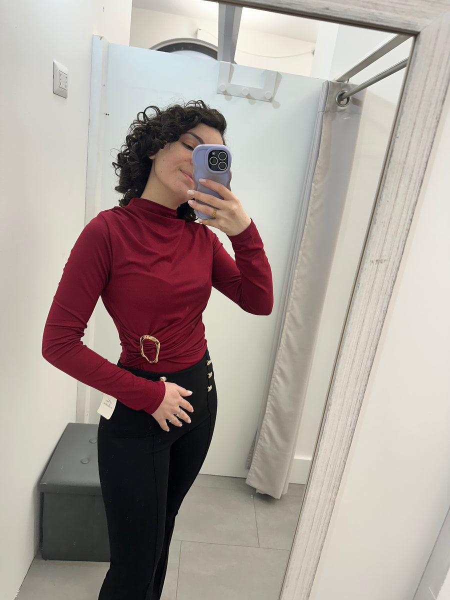 Maglia nodo oro color bordeaux