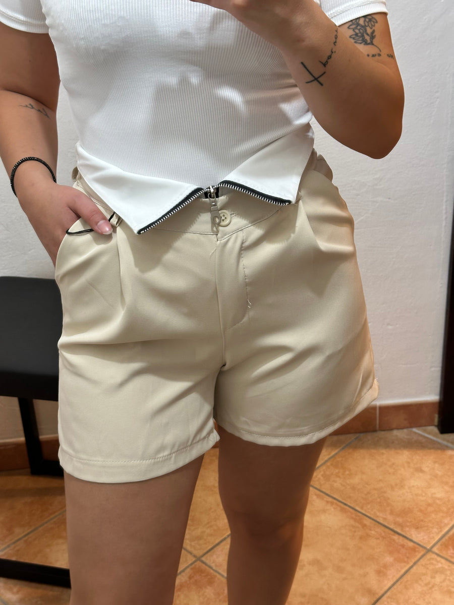 Short zip a vista beige