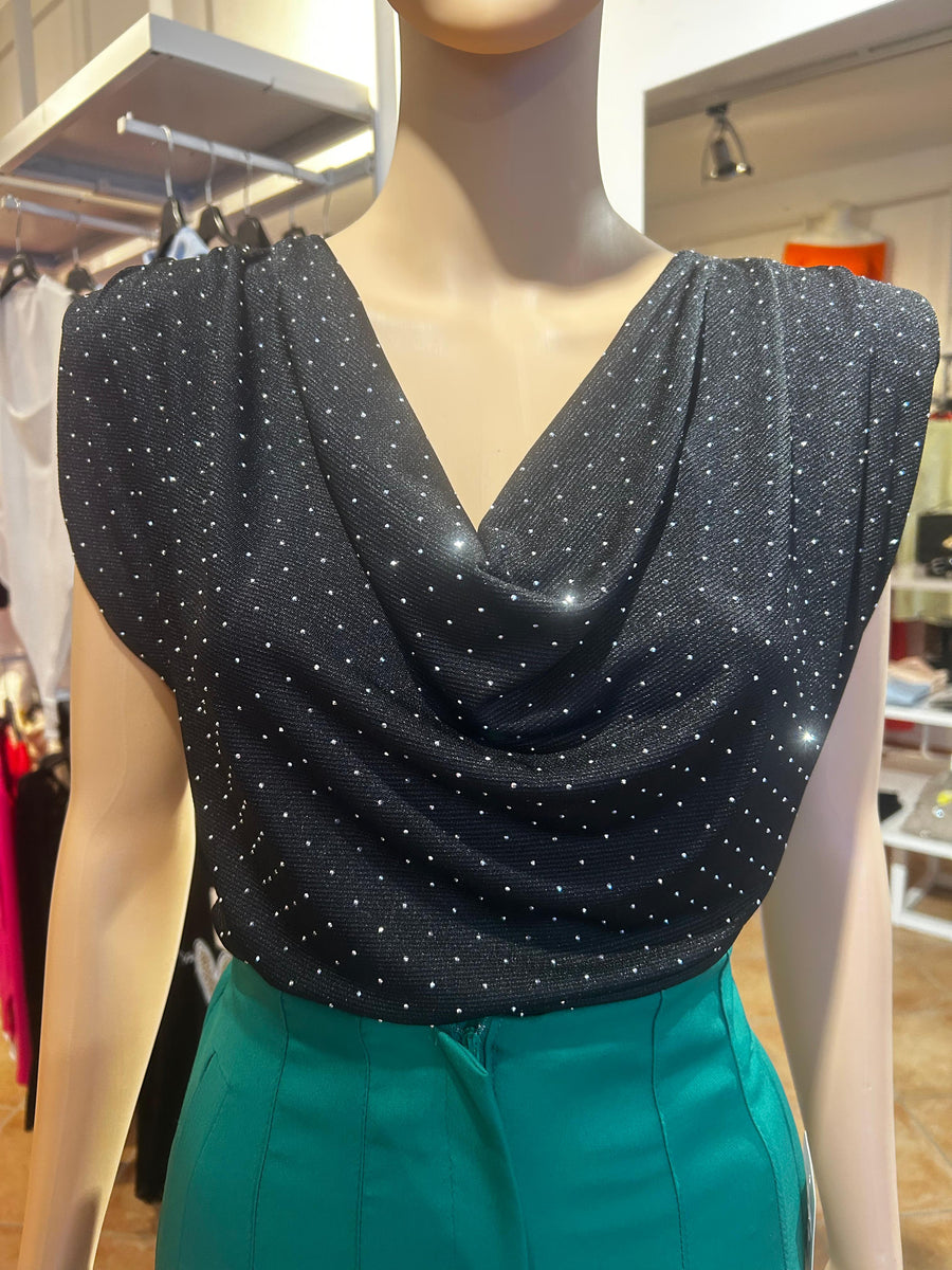 Blusa brillantinata nera