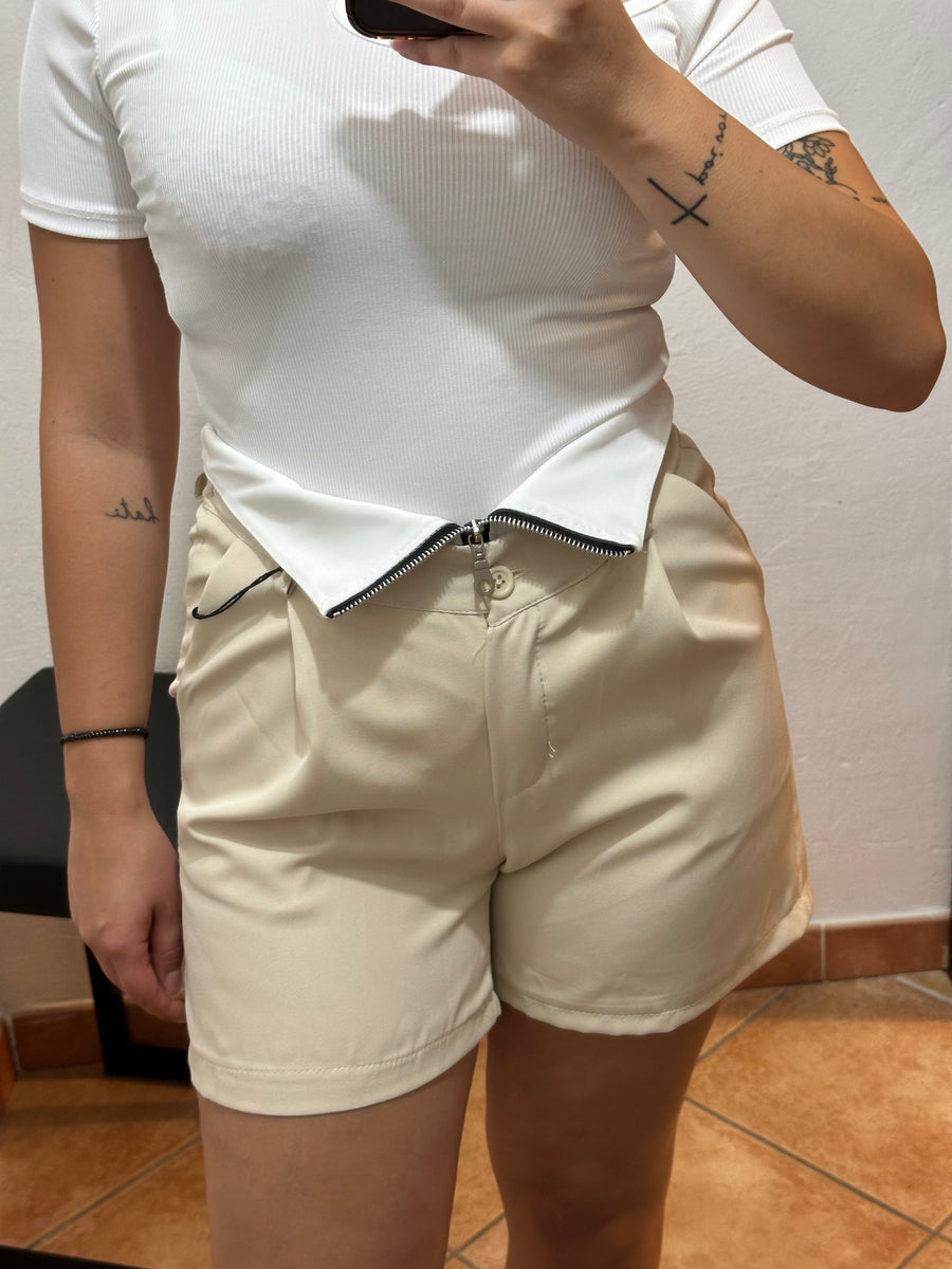 Short zip a vista beige