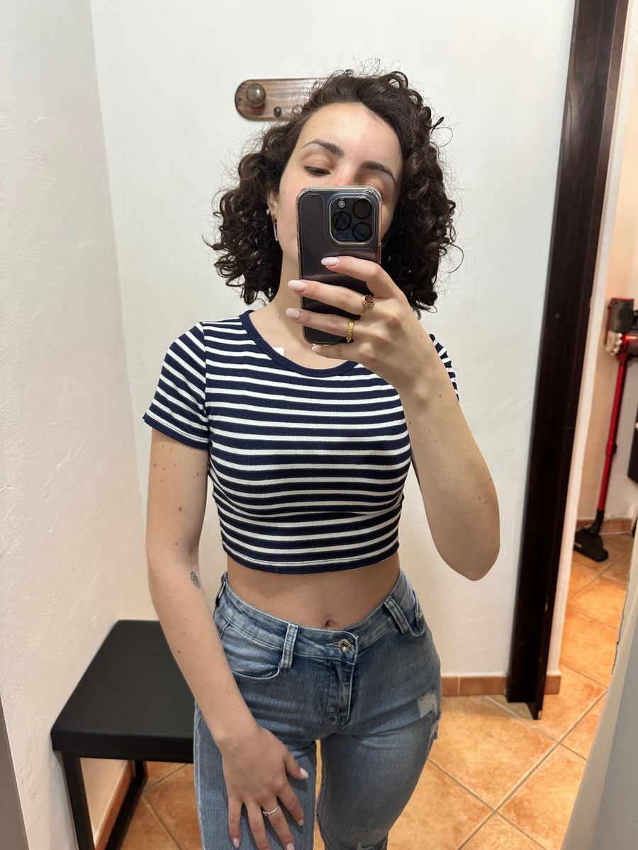 T shirt crop righe